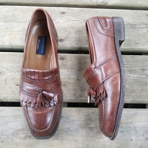 Vintage Bostonian Florentino Brown Leather Fringe Tasseled Moc Toe Loafers 11 - Picture 1 of 10